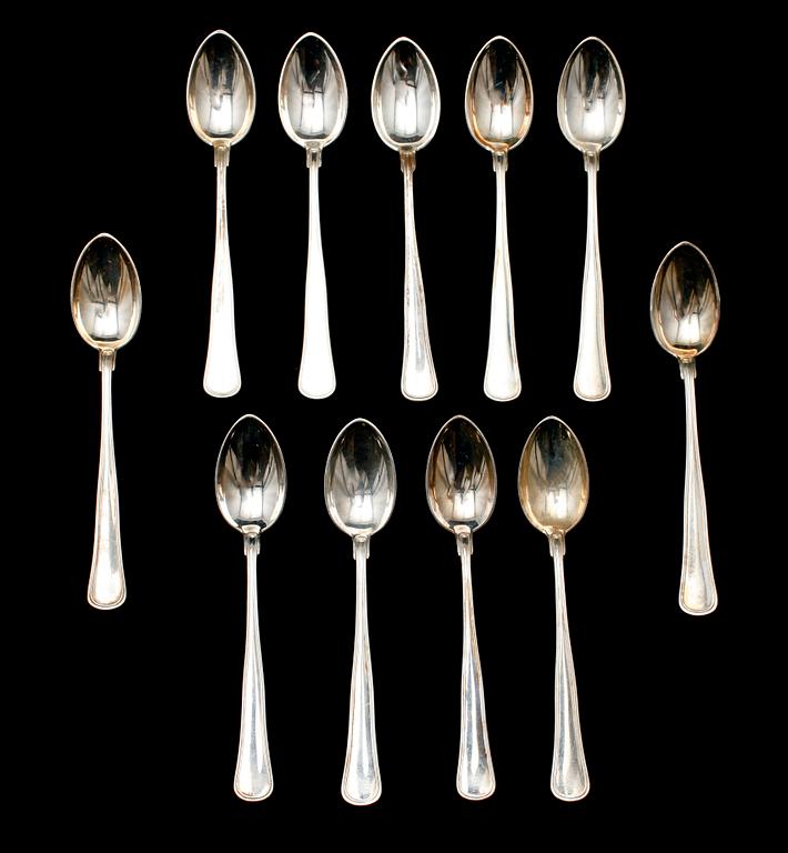 KAFFESKEDAR, 11 st, silver, Danmark, ca 132 g.