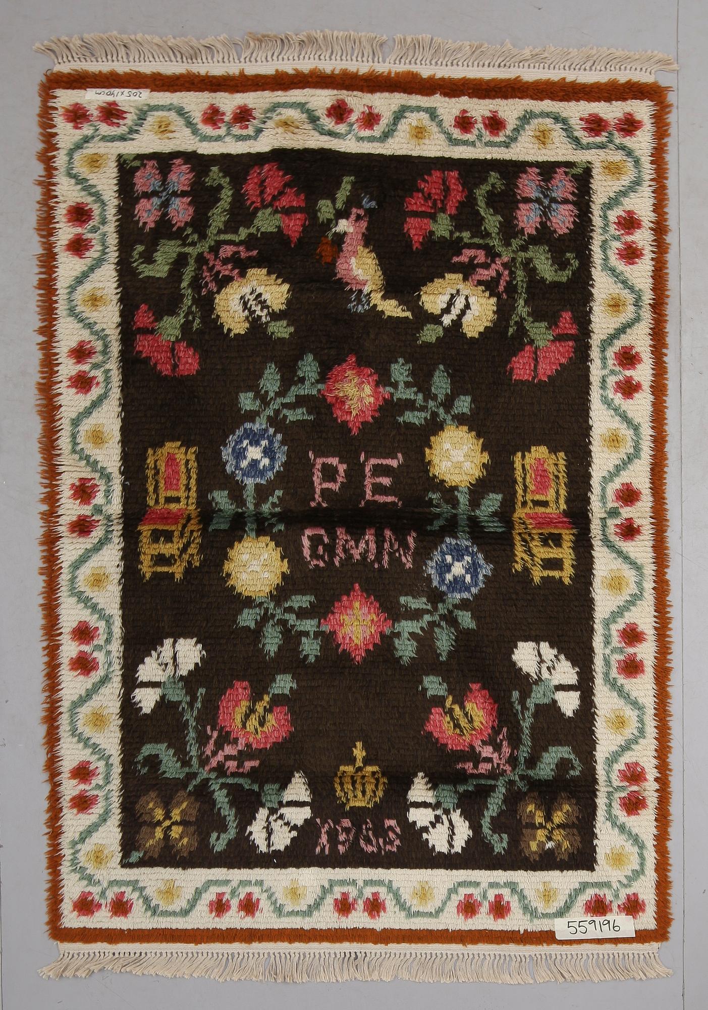 MATTA, rya, signerad PE GMN, daterad 1963. Ca 205 x 140 cm.
