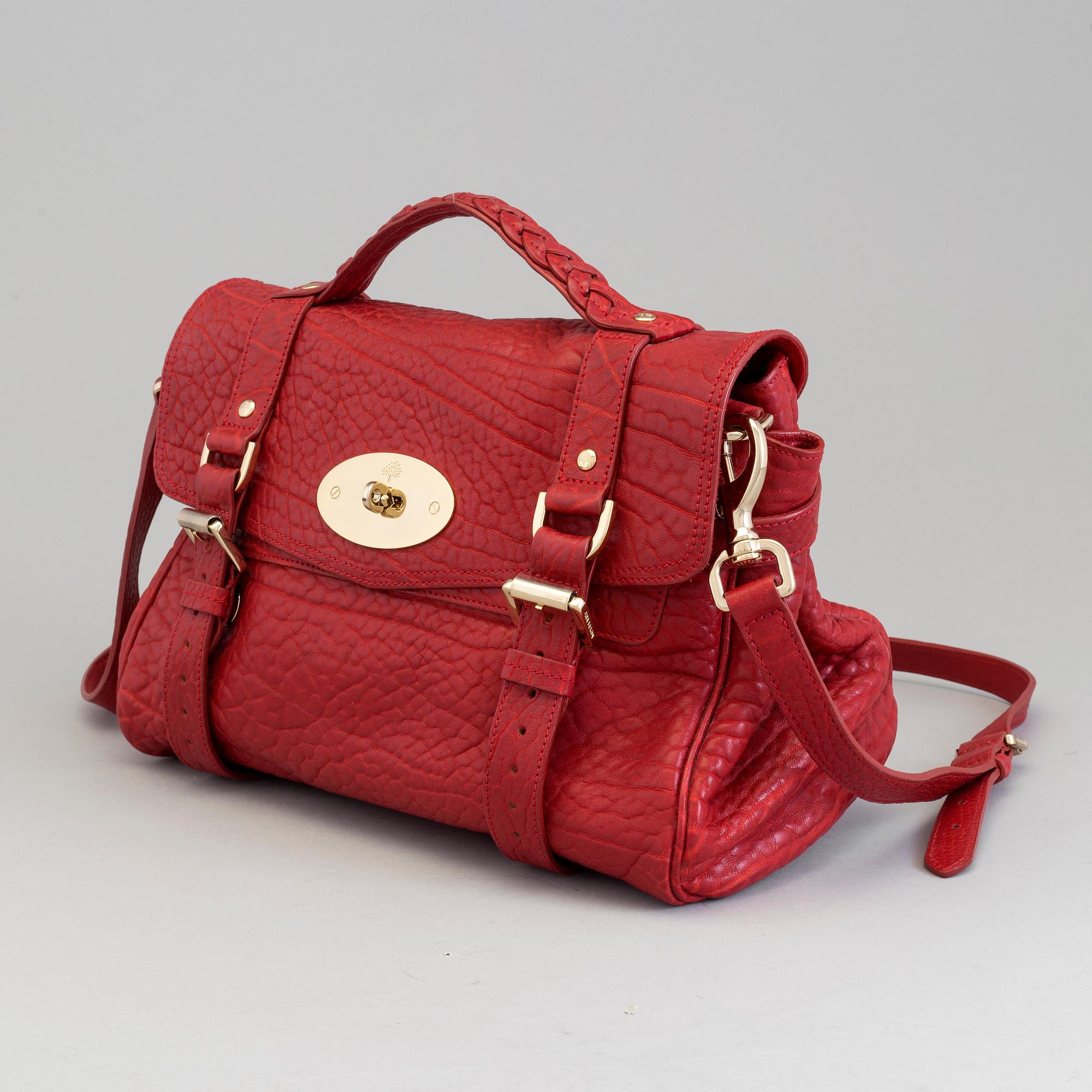 MULBERRY, a poppy red leather 'Alexa' bag.