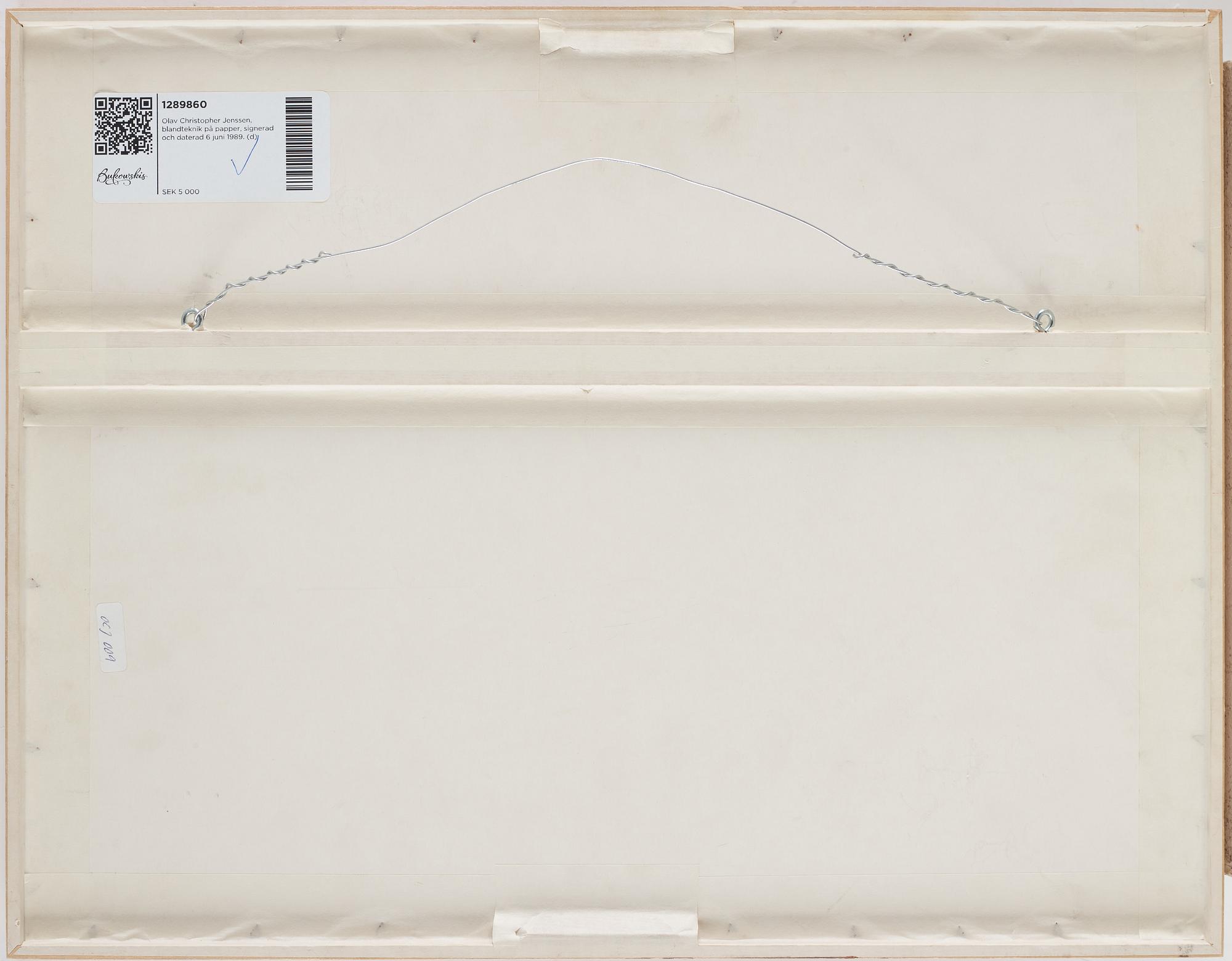 Olav Christopher Jenssen, mixed media on paper, signed and dated 6 juni 1989.