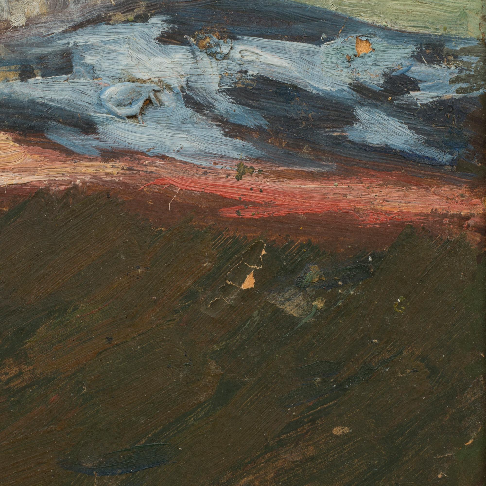 HELMER OSSLUND, oil on paper panel, unclearly signed.