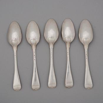 A set of six Swedish 18th century silver dessert-spoons, marks of Arvid Floberg, Stockholm 1778.