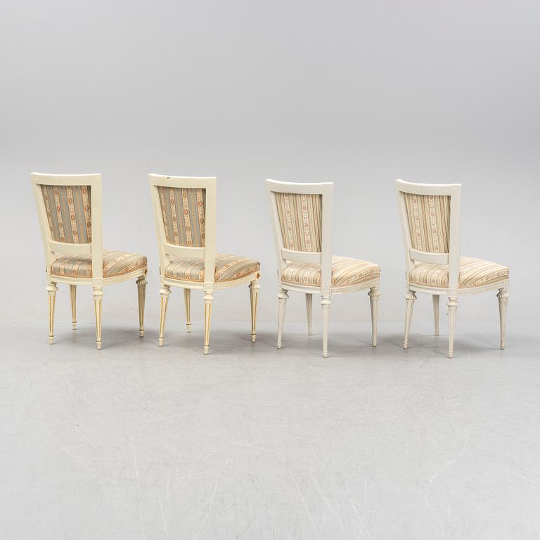 A set of four Gustavian chairs, second half of the 18th Century.
