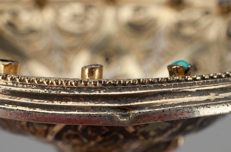 CIGARRSTÄLL, förgyllt silver, 1800-tal.