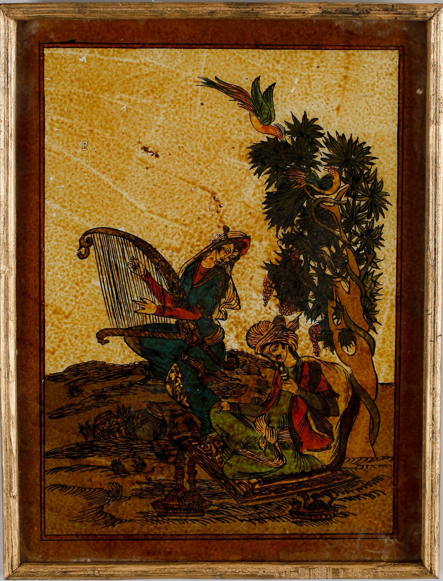 GLASMÅLNINGAR, 1 par, orientaliska, 1800-/1900-tal.