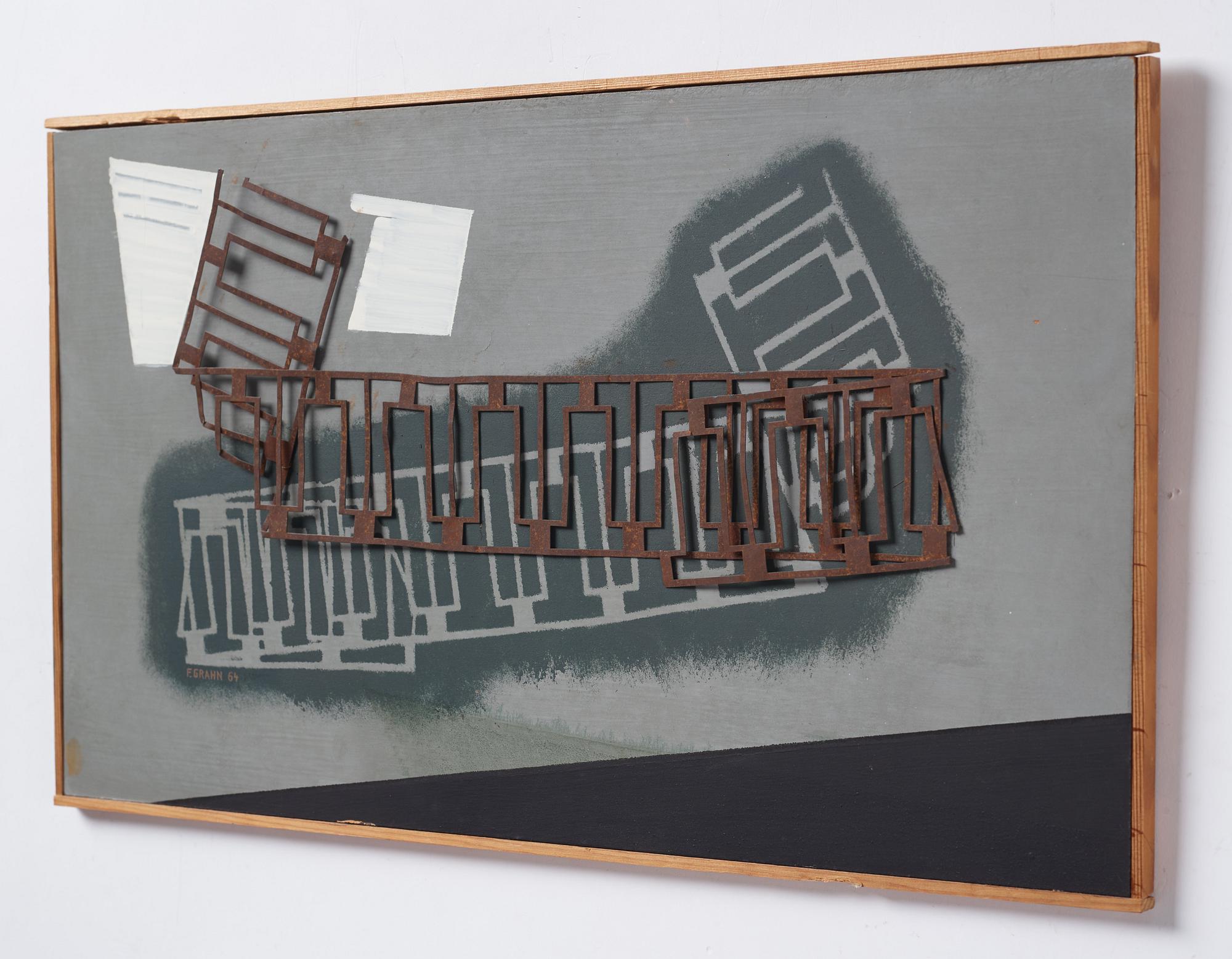 Fritz Grahn, blandteknik på pannå, signerad och daterad -64.