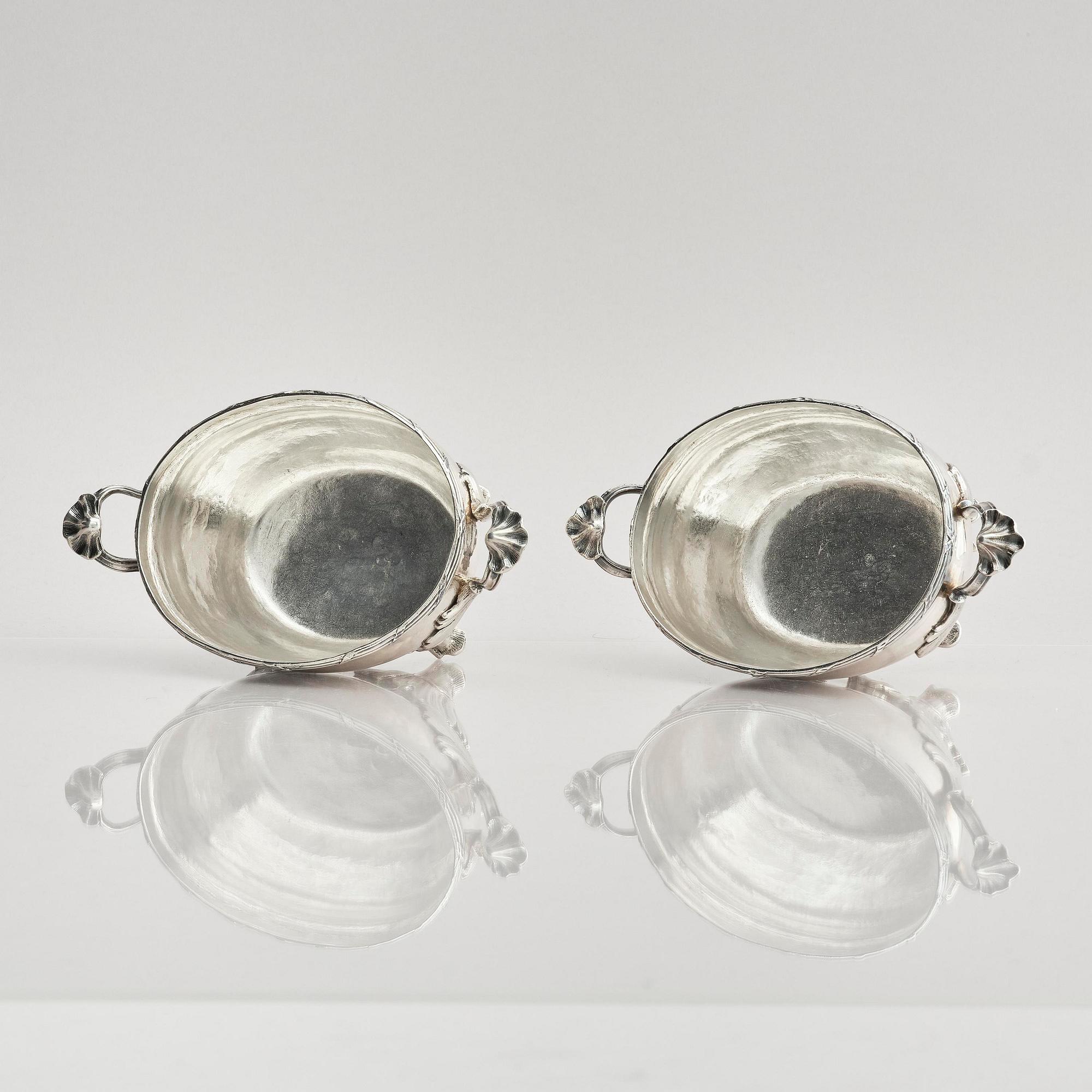 A pair of Swedish 18th century silver sugar bowls, marks of Henrik Wittkopf the younger and Pehr Zethelius, Stockholm.