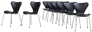 759. ARNE JACOBSEN, 8 st, "Sjuan", Fritz Hansen, Danmark.