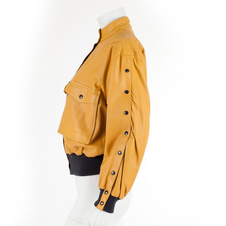 ESCADA, a yellow leatherjacket, size 40.