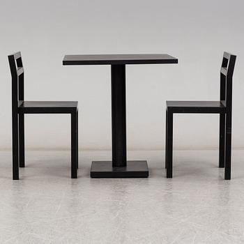 BORIS BERLIN/POUL CHRISTIANSEN, a 'Non' table with two chairs by Komplot design for Källmo.