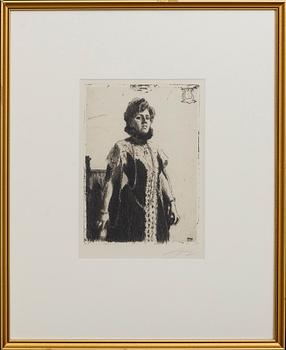 Anders Zorn, a signed etching from 1909.