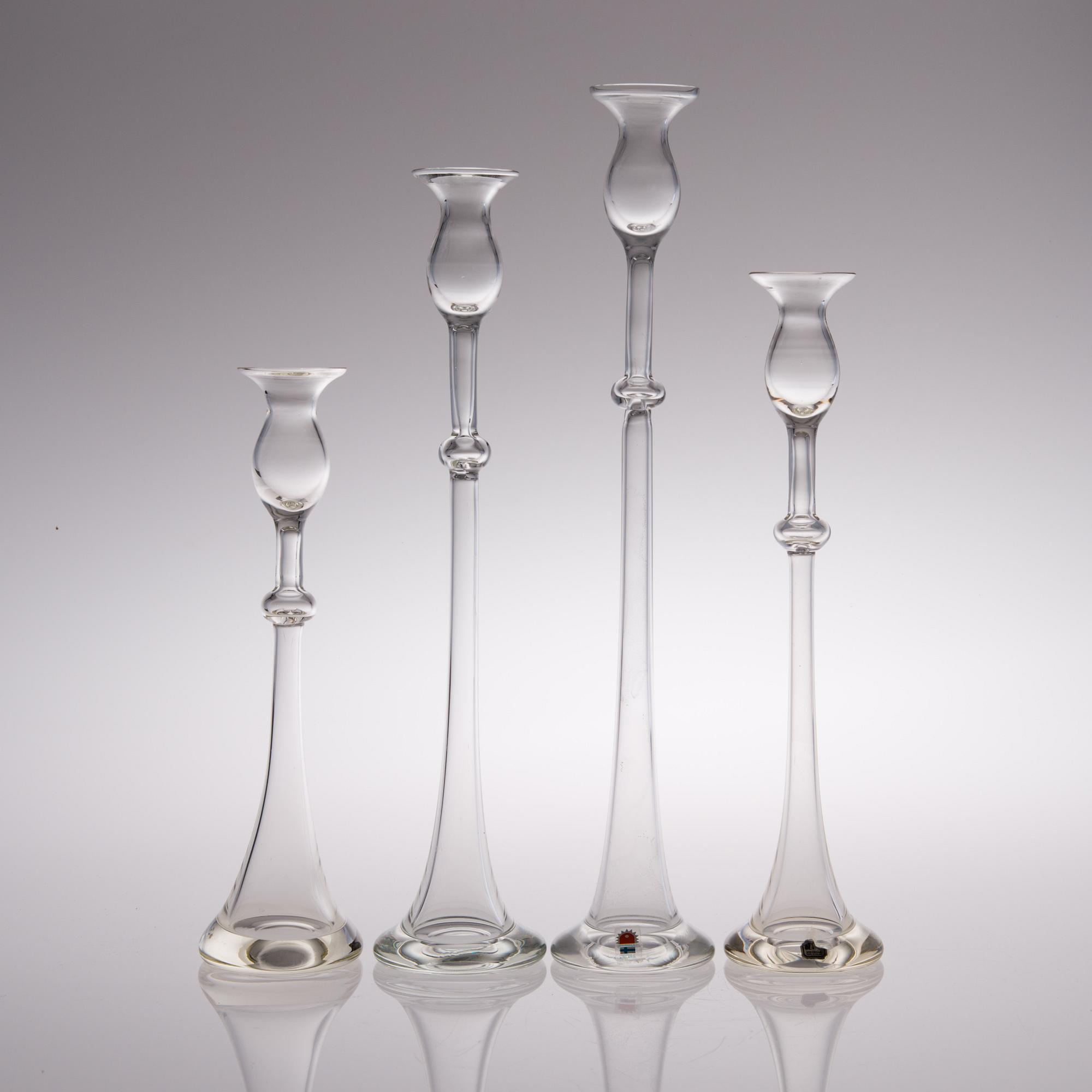SIRKKU KUMELA-LEHTONEN, LJUSSTAKAR, 4 st, glas, Kumela 1969-1970-tal.