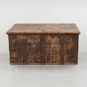 a 18th century wooden chest.