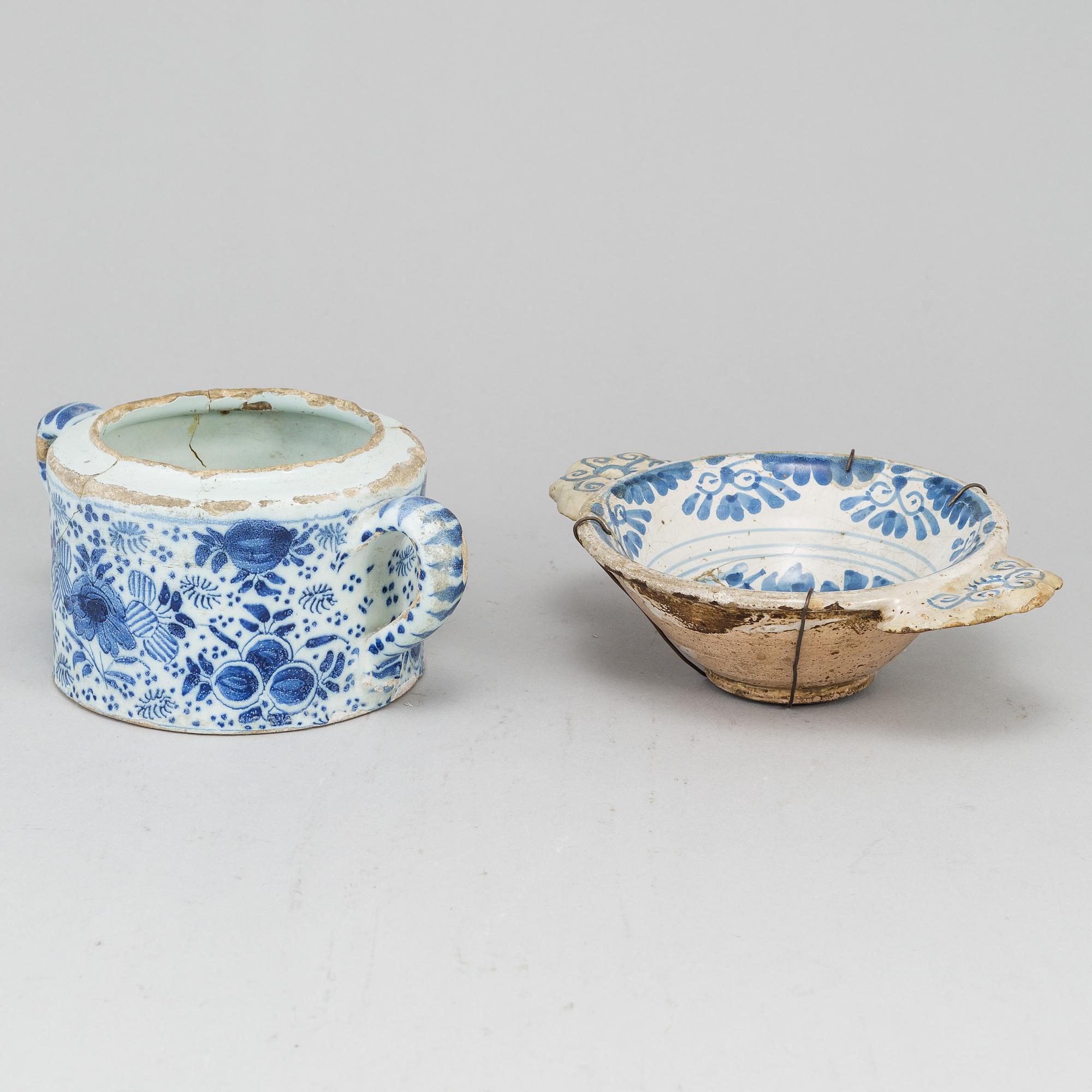 A Dutch suger bowl and kovsch, 18th Century.
