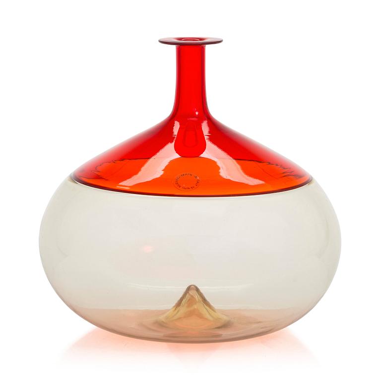 Tapio Wirkkala, flaska, "Bolle" modell 502.1, signerad Venini TW -87.