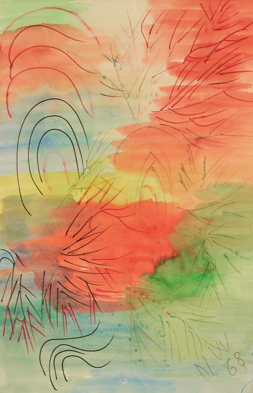 Nell Walden, mixed media on paper, signed and dated -68.