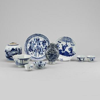 PARTI PORSLIN, 9 delar, Kina. 1800-1900-tal.