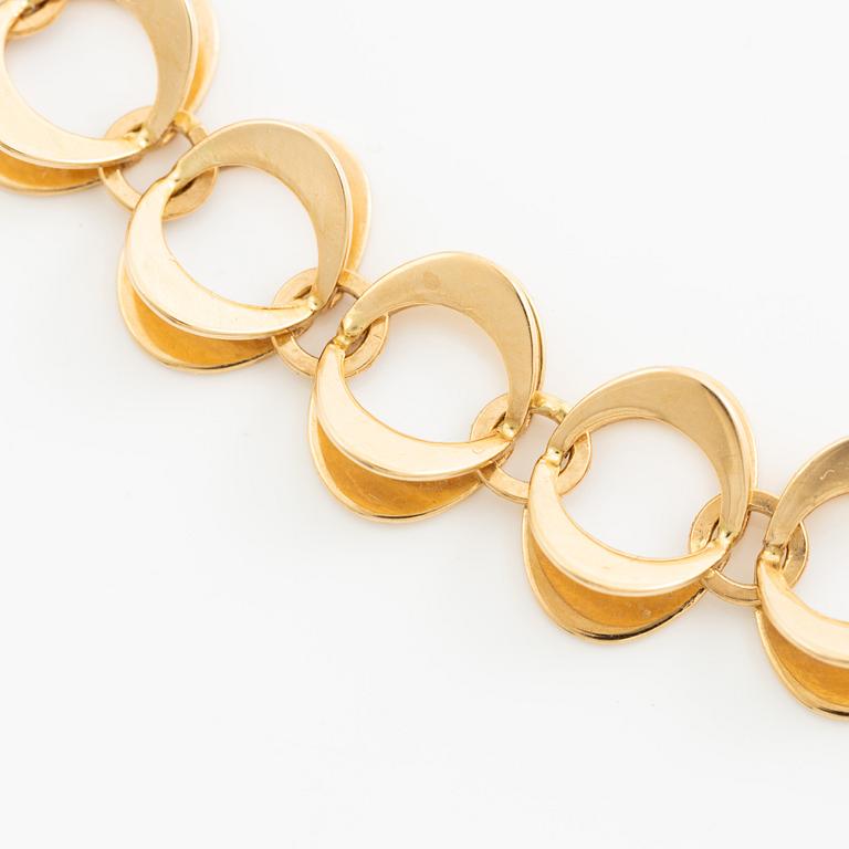 Theresia Hvorslev, en collier och ett armband, 18K guld, Falköping 1969.