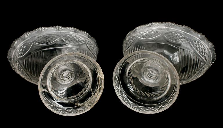 SKÅLAR, 1 par, glas, 1800-tal.