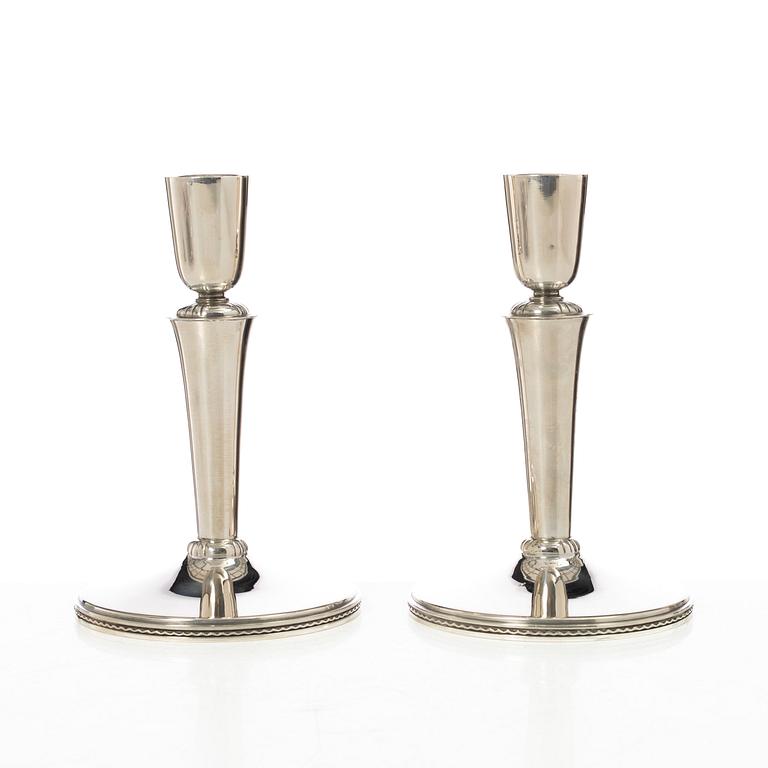 Eric Råström, Candelsticks, a pair, silver, CG Råström, Stockholm 1955.