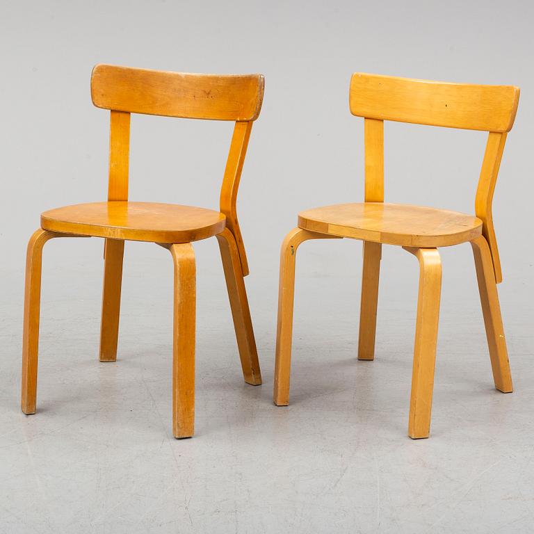 Six model 69 chairs by Alvar Aalto, Aalto Möbler.