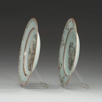 Two 'European Subject' dinner plates, Qing dynasty, Qianlong (1736-95).