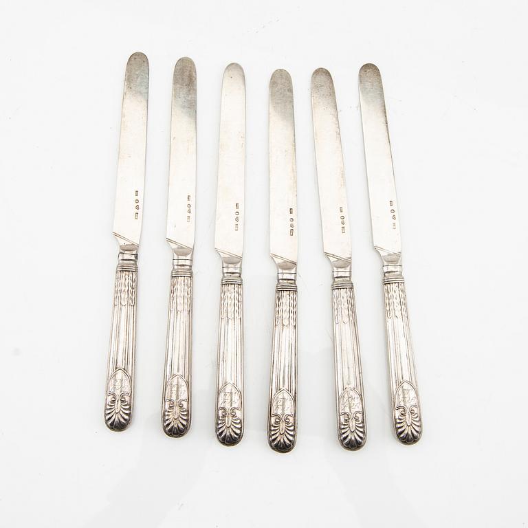 Gustaf Möllenborg, knivar 6 st  silver Stockholm 1837.