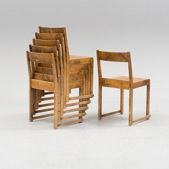 SVEN MARKELIUS, stolar, 6 st, "Orkesterstolen", 1900-talets mitt.