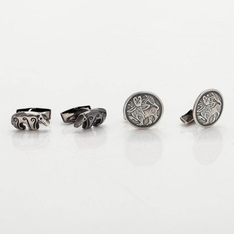 Kalevala Koru, cufflinks, 2 pairs, silver.