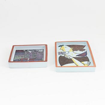 Stig Lindberg, fat, 2 st, fajans, "Karneval", Gustavsbergs studio.