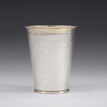 A Swedish early 18th century parcel-gilt beaker, marks of Johan Rudman, Gävle (1689-1727).