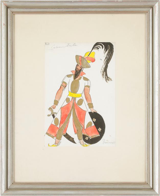ISAAC GRÜNEWALD, akvarell, dräktskiss, sign.