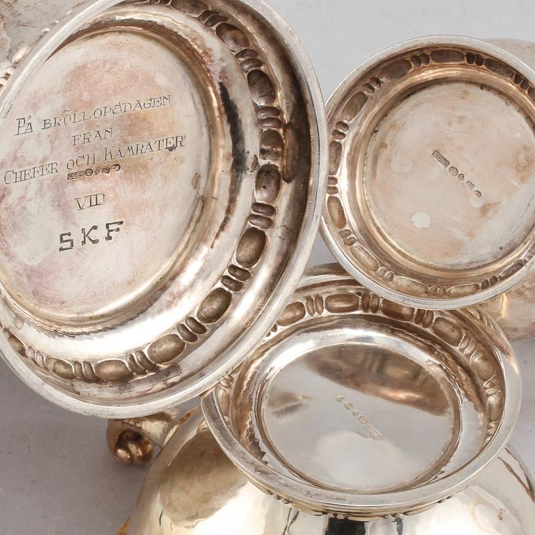 KAFFESERVIS, 3 delar, silver, CGH, Göteborg, importstämplar 1927, vikt ca 890 g,