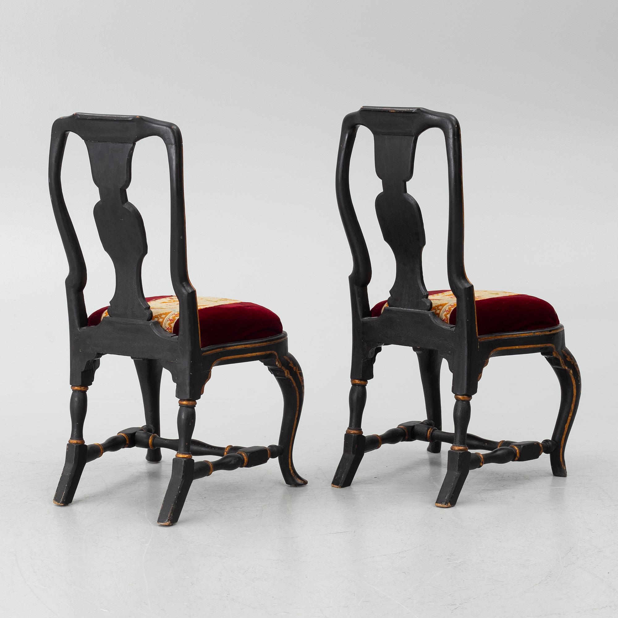 Stolar ett par, senbarock, 1700-tal.