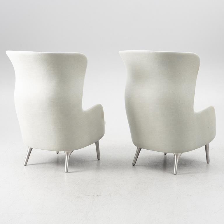 Jaime Hayon, a pair of 'Ro' lounge chairs with footstools, Fritz Hansen.