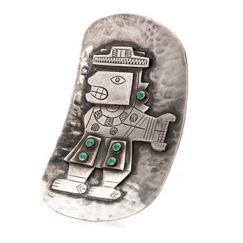 Brooch in silver and enamel, Peru, 1950s/60s.