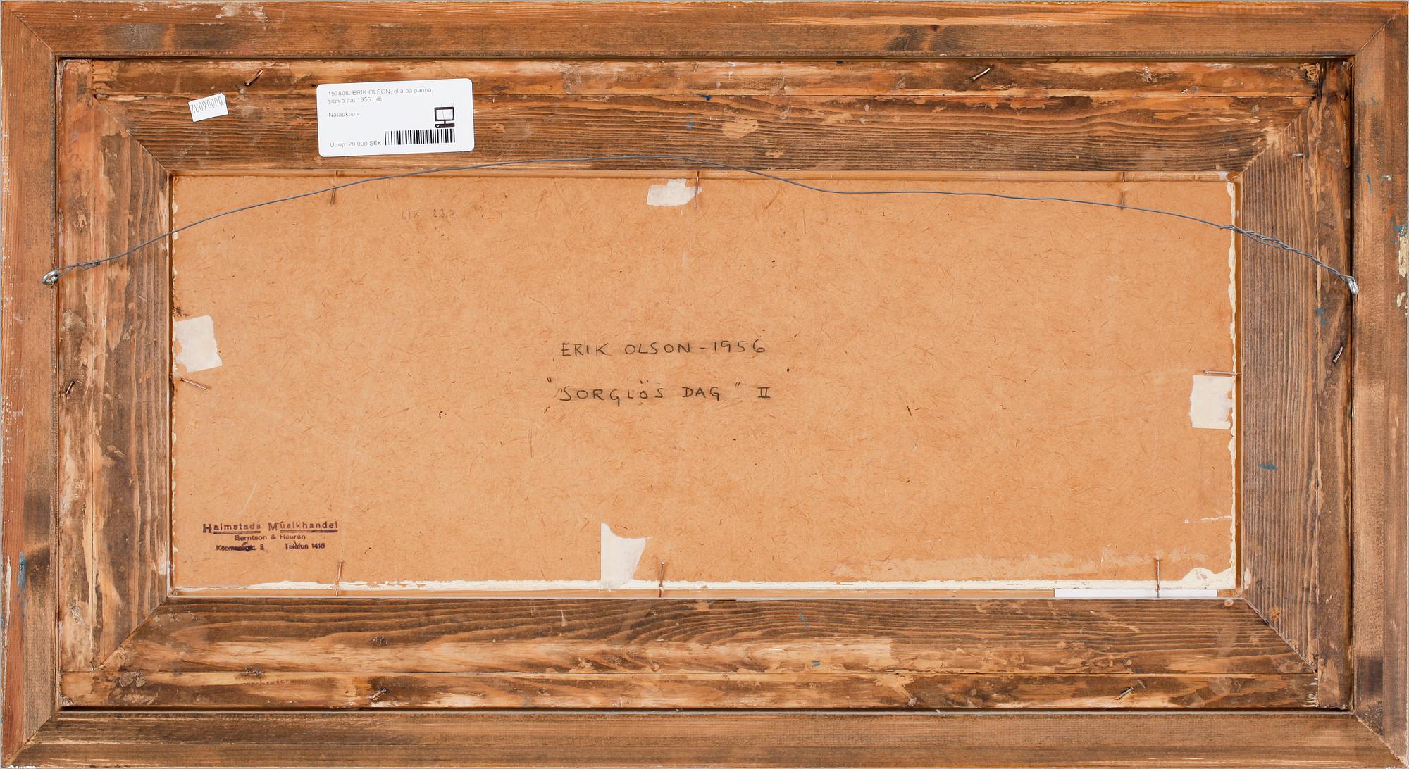 ERIK OLSON, olja på pannå, sign o dat 1956.