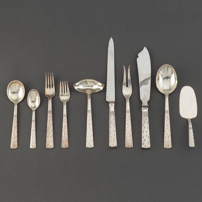 Jens Quistgaard, bestickservis "Champagne", 78 delar, sterling silver, A. Dragsted, Köpenhamn, 1950-tal.
