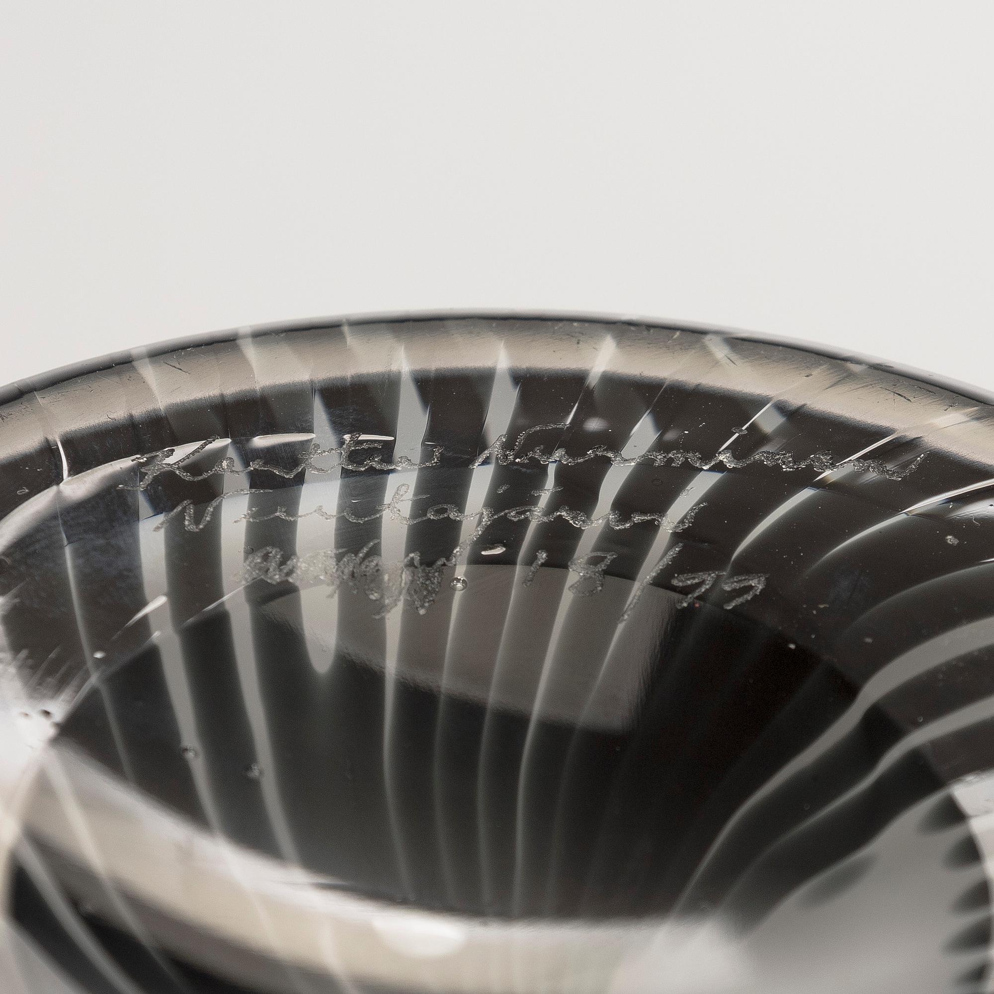 Kerttu Nurminen, two vases, signed Kerttu Nurminen Nuutajärvi, 18/99 and 63/99.