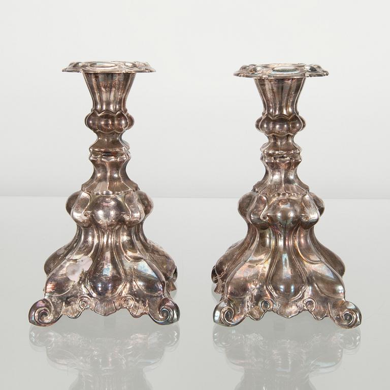 LJUSSTAKAR, ett par, silver, "Barock" Kultakeskus Tavastehus 1966.