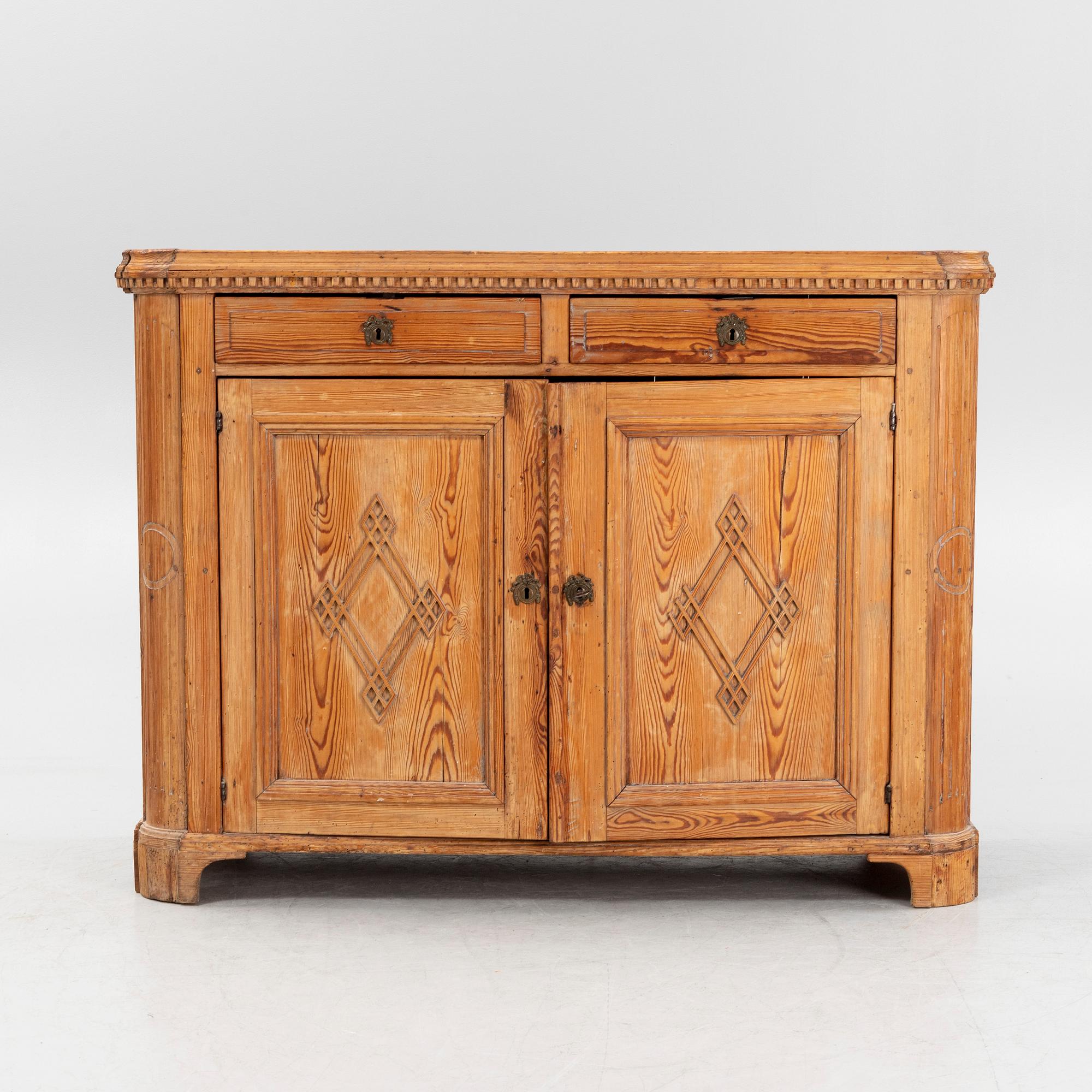 A Gustavian pinewood sideboard, around year 1800.