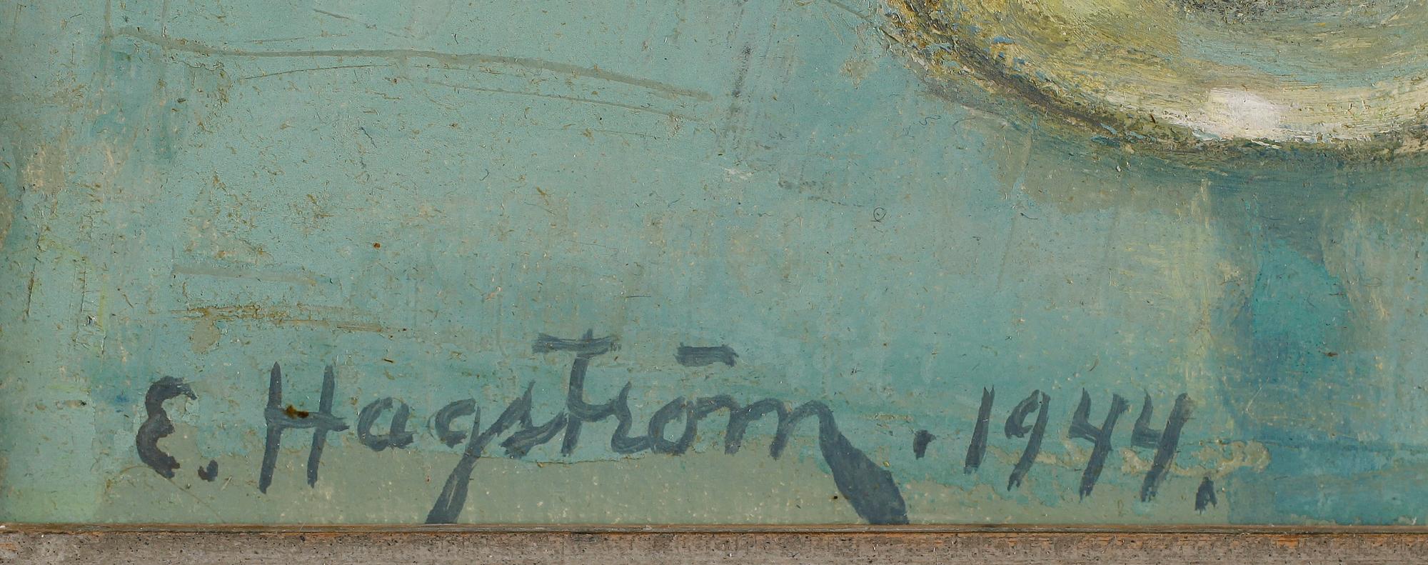 EMIL HAGSTRÖM, olja på pannå, signerad och daterad 1944.