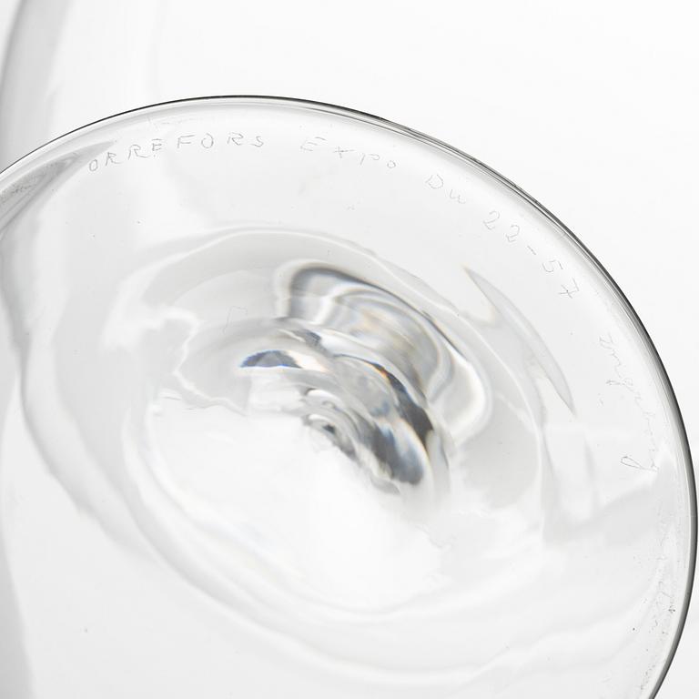 Ingeborg Lundin, bowl on foot, glass, Expo, Orrefors; Sweden.