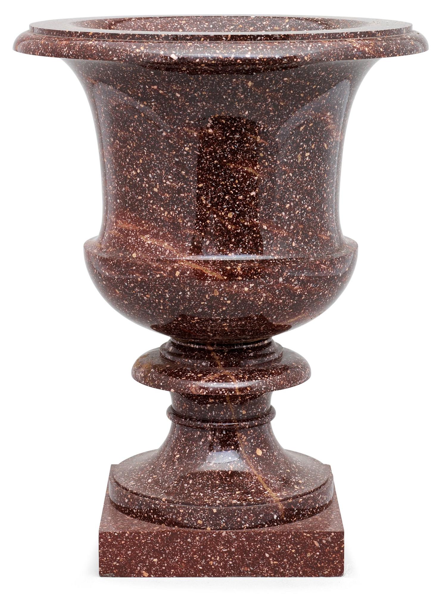 A Swedish Empire 19th century porphyry urn.