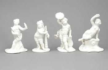 BORDSFIGURINER, 11 st, porslin, Nymphenburg, omkring sekelskiftet 1900.