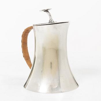 Bowl and cigarette case, silver, with accompanying nickel silver jug.