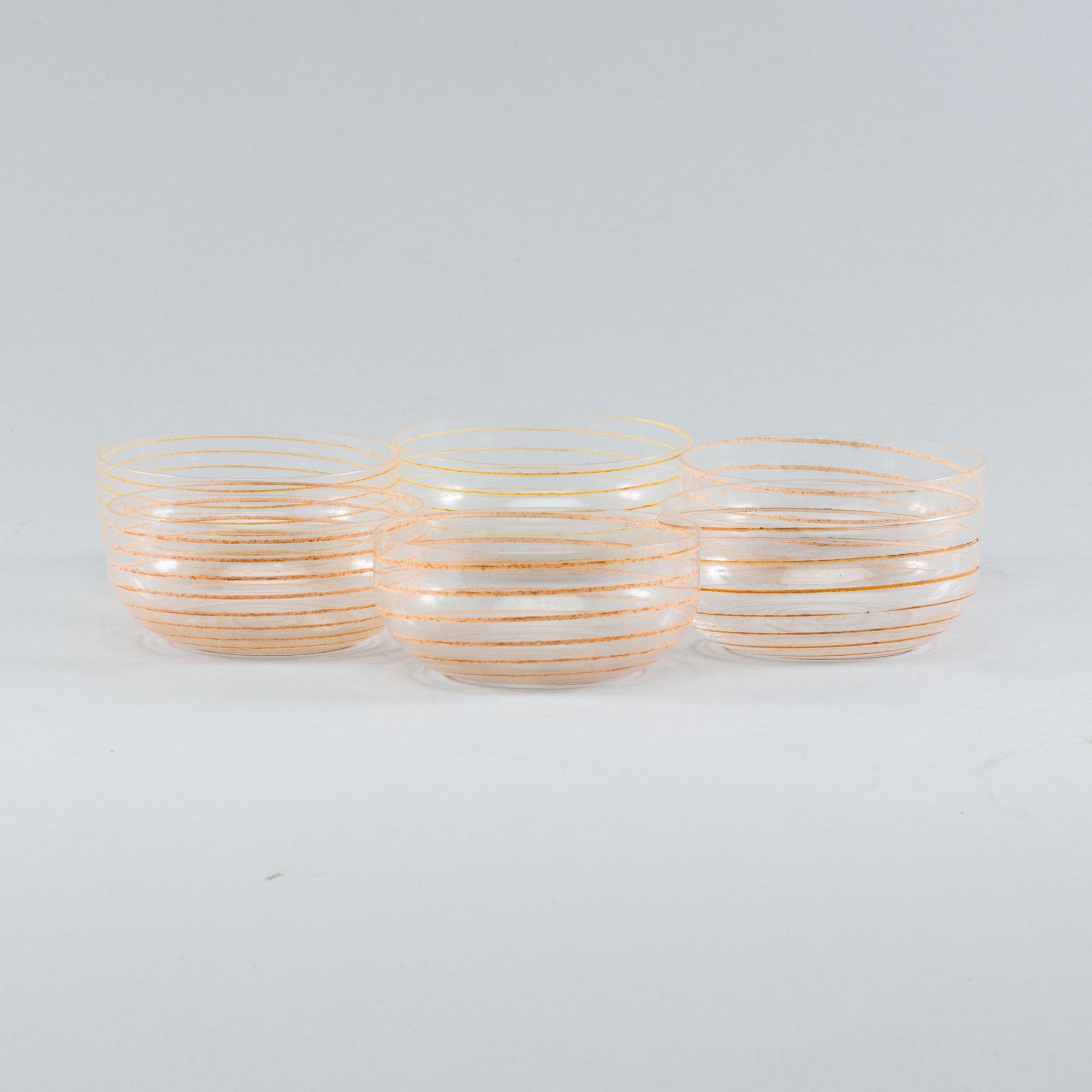 Six 1970's Cenedese, Murano glass bowls.