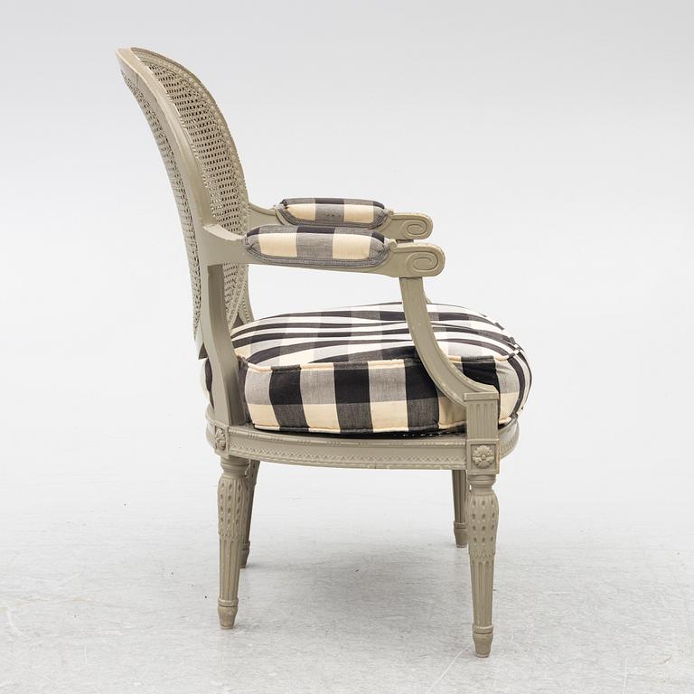Salongsmöbel, 6 delar, gustaviansk stil, 1900-tal.