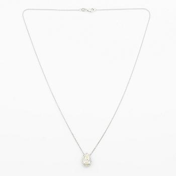 Collier 18K vitguld med droppslipad diamant, medföljande GIA report.