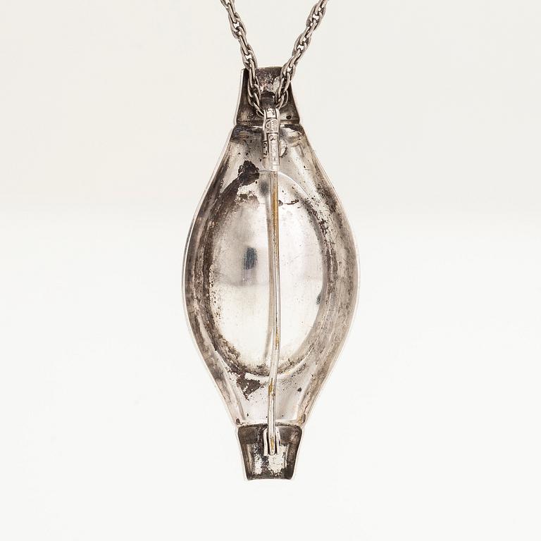Elis Kauppi, a silver pendant/brooch. Kupittaan Kulta, Turku 1960. With sterling silver chain.